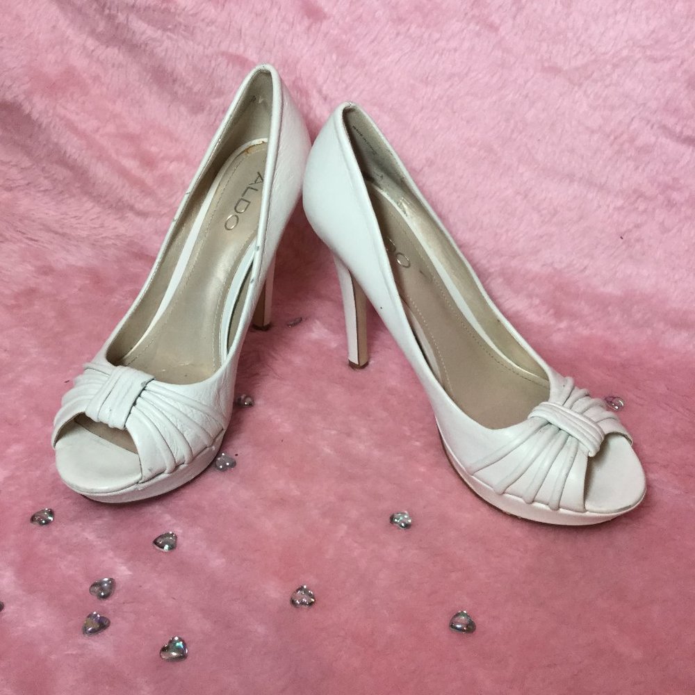 ALDO White Open Toe Stiletto Heels Size 8